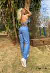 CONJUNTO DE CROPPED + CALÇA JOGGER AZUL PERFECT WAY