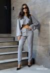 Perfect Way - CONJUNTO FEMININO DE TRICO BLUSA CROPPED OVER + CALÇA CINZA