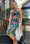 CONJUNTO CROPPED + SAIA MIDI VERDE / PRETO PERFECT WAY