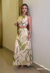 VESTIDO FEMININO MAX MIDI bege c/ verde PERFECT WAY