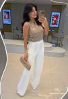 CALÇA PANTALONA FEMININA OFF WHITE PERFECT WAY