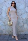 VESTIDO MAXI MIDI BEGE PERFECT WAY