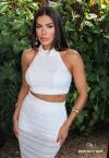 CONJUNTO CROCHÊ CROPPED + SAIA MAXI MIDI OFF WHITE PERFECT WAY