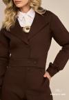 BLAZER CROPPED SARJA FORRADO  FEMININO MARROM CAFÉ PERFECT WAY