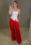 BLUSA ASSIMÉTRICA FEMININA SEM ALÇA OFF WHITE PERFECT WAY