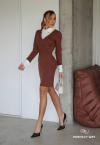 VESTIDO DEC V GOLA CAMISA FIXA FEMININO cacau c/ off white PERFECT WAY