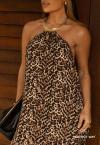 VESTIDO FEMININO LONGO ESTAMPADO cru c/ preto PERFECT WAY