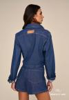 JAQUETA JEANS  COM RECORTES FEMININA azul jeans PERFECT WAY