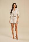 SHORTS ESPORTIVO C/ GALOES FEMININO OFF WHITE C/ VERDE PERFECT WAY
