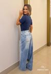 T- SHIRTS CROPPED BORD INDUSTRIAL FEMININA AZUL MARINHO PERFECT WAY