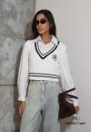 COLETE CROPPED DEC V TRICOT FEMININO OFF WHITE PERFECT WAY