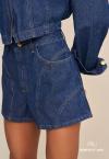 SHORTS JEANS  COM RECORTES FEMININO azul jeans PERFECT WAY