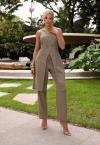 CONJUNTO COLETE ALONGADO ALFAIATARIA C/ ABOTOAMENTO FEMININO verde militar PERFECT WAY