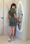 VESTIDO CURTO COM VIVO C/ BOTÕES VERDE C/ OFF WHITE PERFECT WAY