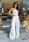 CALÇA PANTALONA FEMININA C/ PREGAS OFF WHITE PERFECT WAY