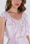 VESTIDO SOLTO COM BABADO + TOP + FAIXA POMPOM ROSE PERFECT WAY