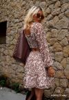 VESTIDO SOLTO CURTO FEMININO bege c/ marrom PERFECT WAY