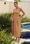 VESTIDO FEMININO MIDI bege PERFECT WAY