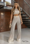 CONJUNTO CROPPED + CALÇA PANTALONA dourado PERFECT WAY