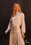 CONJUNTO FEMININO BLUSA + SAIA MAXI MIDI COM BORDADO INDUSTRIAL CRU PERFECT WAY