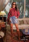 BLUSA MANGAS C/ ABERTURA FEMININA BURGUNDY PERFECT WAY