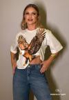 T- SHIRTS  CROPPED OVER FEMININO ESTAMPA OFF WHITE PERFECT WAY