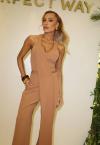 CONJUNTO ALFAIATARIA  BLUSA ELAB DET FRENTE C/ CALÇA C/ BOLSOS amendoa PERFECT WAY