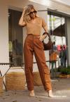 CALÇA BALLOON FEMININA COM BOLSO CARGO FERRUGEM PERFECT WAY