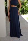 SAIA LONGA  COM BOLSO FEMININA AZUL MARINHO PERFECT WAY