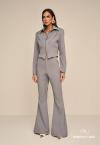 BLAZER ALFAIATARIA COM OMBREIRAS E ZIPER FEMININO CINZA PERFECT WAY