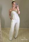 CALÇA CORTE RETO FEMININA OFF WHITE PERFECT WAY