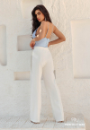 CALÇA WIDE LEG C/ RECORTE + BORDADO OFF WHITE PERFECT WAY