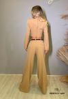 CONJUNTO FEMININO BLAZER CROPPED + CALÇA WIDE LEG DOCE DE LEITE PERFECT WAY