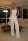 BLUSA C/ BOLSOS FRENTE UNICA BOTOES FEMININA areia PERFECT WAY