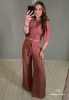 BLUSA CROPPED FEMININA ROSA ENVELHECIDO PERFECT WAY