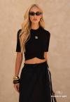 CROPPED FRENTE TRANSPASSADA DET METAL  FEMININO PRETO PERFECT WAY