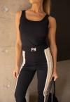 MACACÃO SKINNY EST EXCL C/ RECORTES FEMININO PRETO C/ BEGE PERFECT WAY