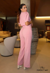 CONJUNTO BLUSA + CALÇA WIDE LEG ROSA PERFECT WAY