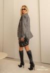 CONJUNTO FEMININO BLAZER + SHORTS SAIA AZUL C/ MARROM PERFECT WAY