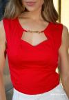 BLUSA FEMININA COM METAL VERMELHO PERFECT WAY