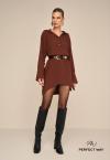 CHEMISE DRAPEADO MANGAS PUNHO LARGO FEMININO MARROM CAFÉ PERFECT WAY