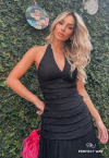 VESTIDO LONGO FRENTE UNICA C/ DETALHES  PRETO PERFECT WAY