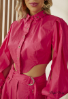 CONJUNTO CAMISA + SHORTS C/ DETALHES EM ILHOS PINK PERFECT WAY