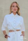 CAMISA CROPPED FEMININA OFF WHITE PERFECT WAY