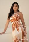 VESTIDO FEMININO MAX MIDI ESTAMPADO pessego PERFECT WAY