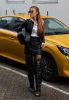 SHORTS SAIA COURO (PU) EMININO PRETO PERFECT WAY