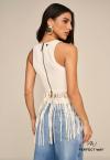 CROPPED FEMININO COM FRANJAS OFF WHITE PERFECT WAY