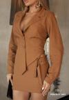 CONJUNTO FEMININO BLAZER ASSIMETRICO + SHORTS SAIA C/ MARTINGALES terra PERFECT WAY