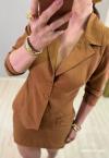 CONJUNTO FEMININO BLAZER ASSIMETRICO + SHORTS SAIA C/ MARTINGALES terra PERFECT WAY
