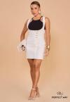 CONJUNTO FEMININO VESTIDO CURTO + REGATA OFF WHITE / PRETO PERFECT WAY